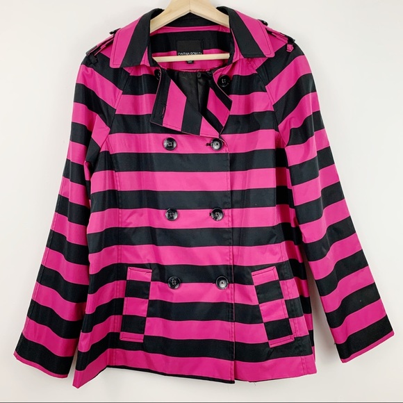 Cynthia Rowley Jackets & Blazers - Cynthia Rowley Peacoat Jacket XL Stripe Pink Black